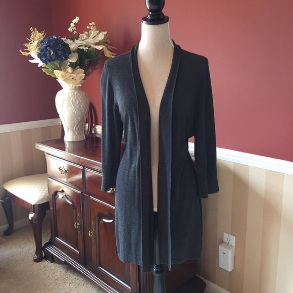 Chico's Sweaters - Chico's Long Dark Gray Cardigan - Like New